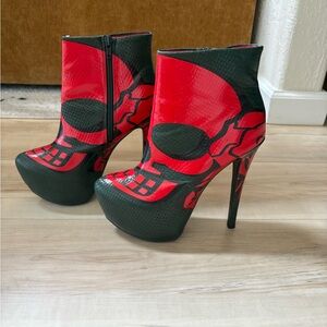 Privileged Red and Black Ankle Boots